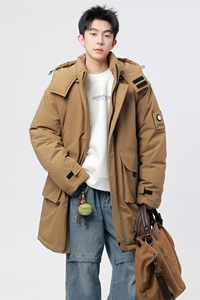 自家图有视频 中长款棉服连帽登山情侣聚热保暖工装棉衣M2573p110图片