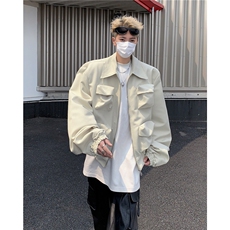 多口袋短款工装外套男美式春秋宽松夹克潮牌1001-1-JK8543-P65，男装夹克，星座1001-1