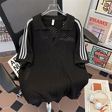 高质量夏季POLO镂空网眼短袖毛织衫男女慵懒休闲上衣1110P50，男装Polo衫，星座410-2