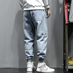 2021灰墙日系秋季新大码男美式潮流束脚宽松九分牛仔裤K299-P50图片