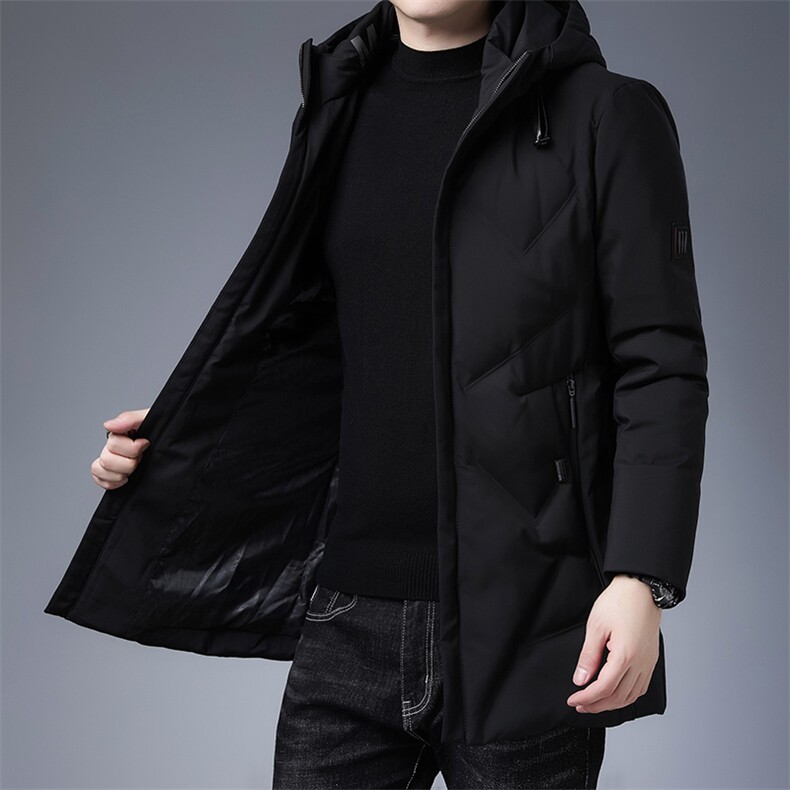 羽绒服男2023年新款冬季连帽保暖上衣中年爸爸装加厚休闲男士外套,男装羽绒服,电商B212（原钱塘6029）