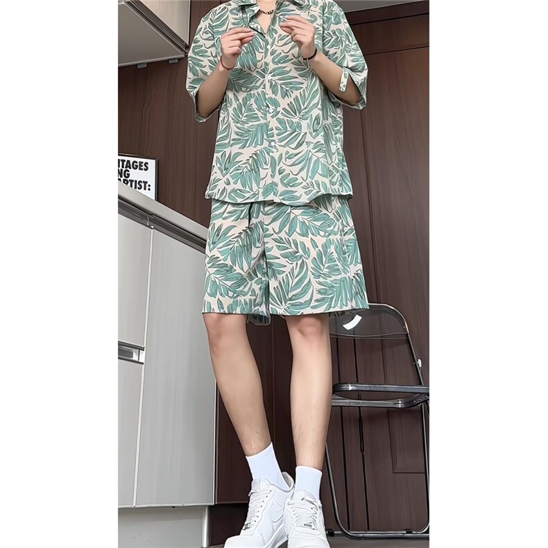 1短袖衬衫男+短裤男套装男聚酯纤维M-5XL大码TZ78707P50控98,男装牛仔裤,星座226-2