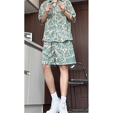 1短袖衬衫男+短裤男套装男聚酯纤维M-5XL大码TZ78707P50控98，男装牛仔裤，星座226-2