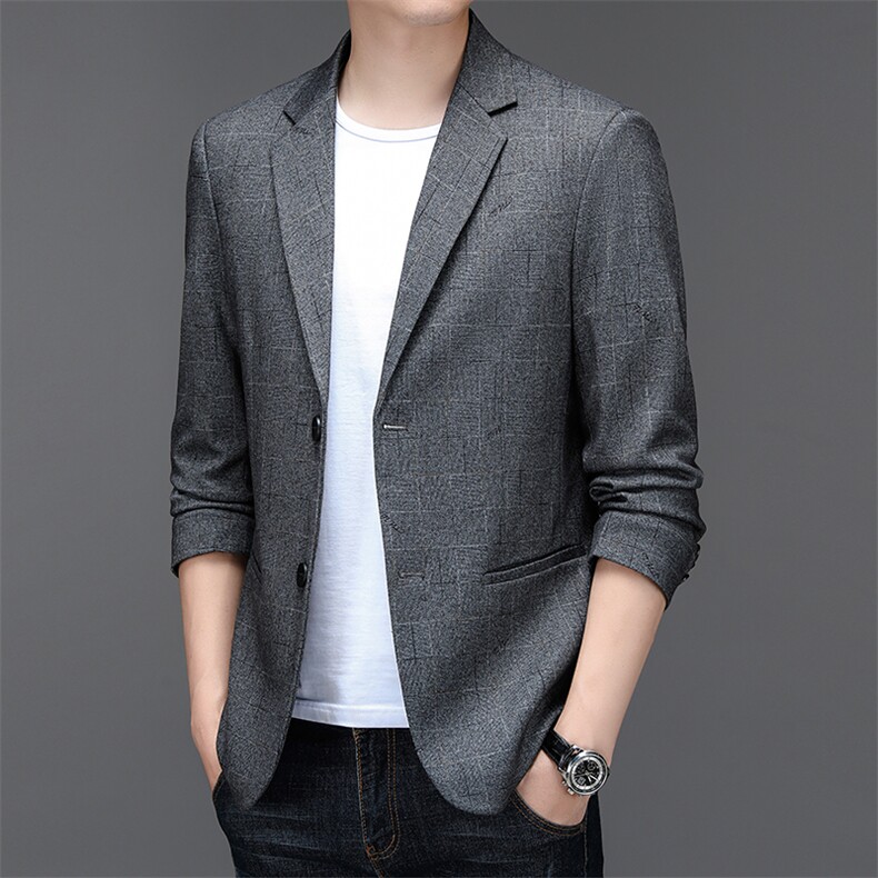 秋季新款西装男弹力针织西服简约外套西服商务休闲小西装单西,男装西服,电商B360