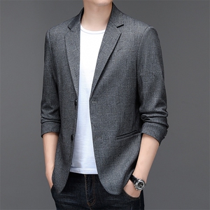 秋季新款西装男弹力针织西服简约外套西服商务休闲小西装单西图片
