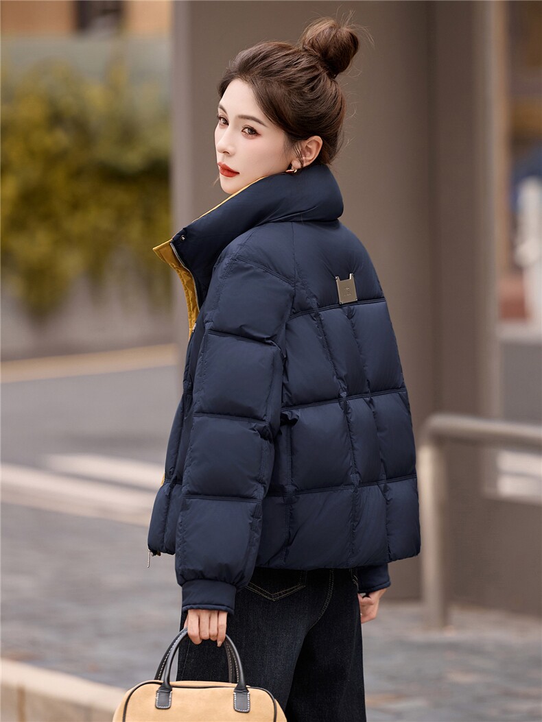 2025年冬季90白鸭绒撞色羽绒服,女装羽绒服,艾尚靓装