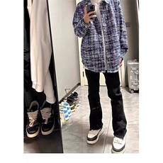 网图粗花呢小香风衬衫男高级感秋季潮牌千鸟格外套，男装衬衫，星座410-7