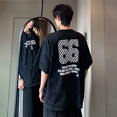 2026新品潮设计感T恤蜡染脏脏款字母印花短袖T801-P330，男装T恤，电商C307