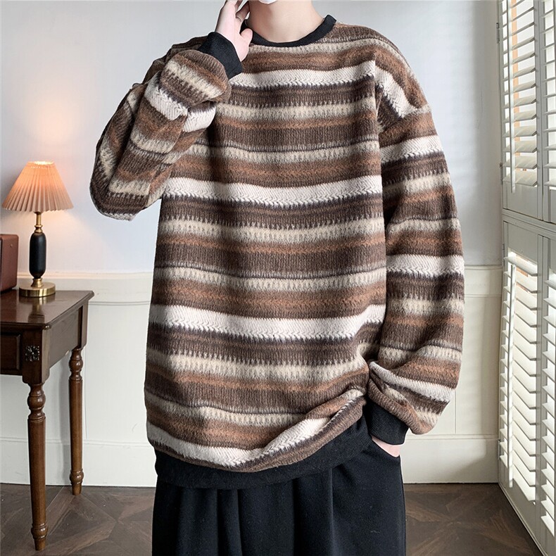 现货春款民族风条纹毛呢外套日系卫衣港风大码A017WY022P55，男装卫衣，电商A017