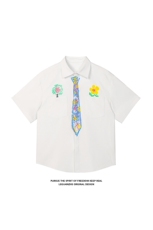 2025夏季新款港风白底大码印花学院风衬衫M-5XHC25346-特P30，男装衬衫，电商A022