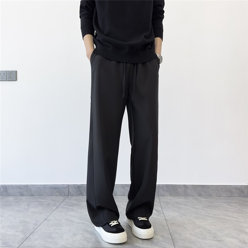 1506/QVS1030/P46夏季冰丝阔腿宽松简约抽绳薄款男装休闲裤胖子,男装休闲裤,星座1506