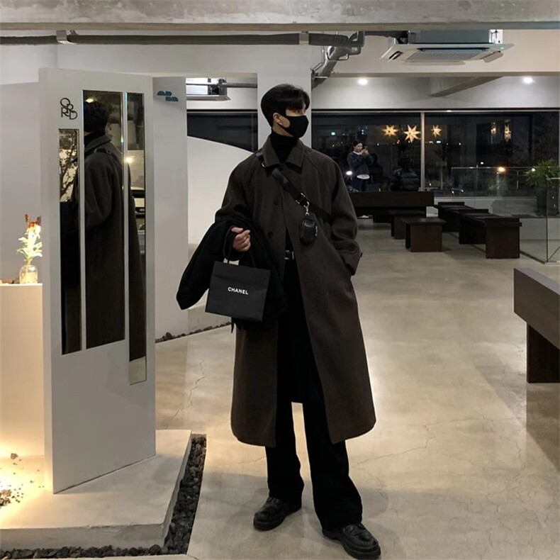 超长款秋冬超长款男士呢大衣韩版潮流加厚风衣DY008P128,男装风衣,星座1004（原星座815-3）