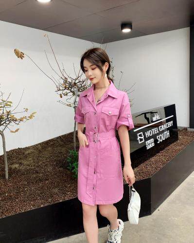 休闲工装裙，女装，水锦红