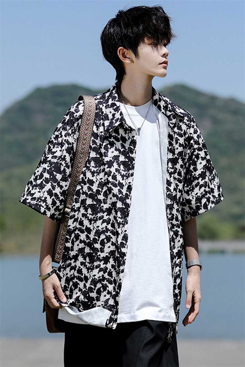 8XL-M花衬衫男短袖夏季薄款冰丝半袖宽松大码休闲外套DC28008P38,男装衬衫,电商B312
