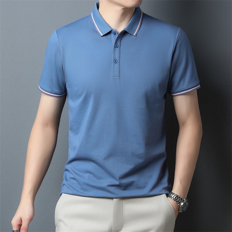 Polo衫男士短袖T恤翻领夏季男薄款冰丝商务休闲纯色体恤,男装Polo衫,电商B212（原钱塘6029）