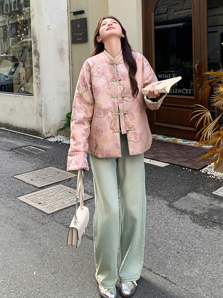 现货！2607A款新中式提花刺绣短款轻薄羽绒服女,女装羽绒服,衣秀之家