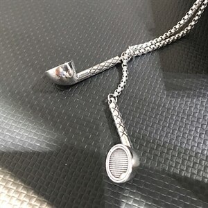 G1839欧美耳麦吊坠个性项链创意男士钛钢吊坠T恤链毛衣链配饰图片