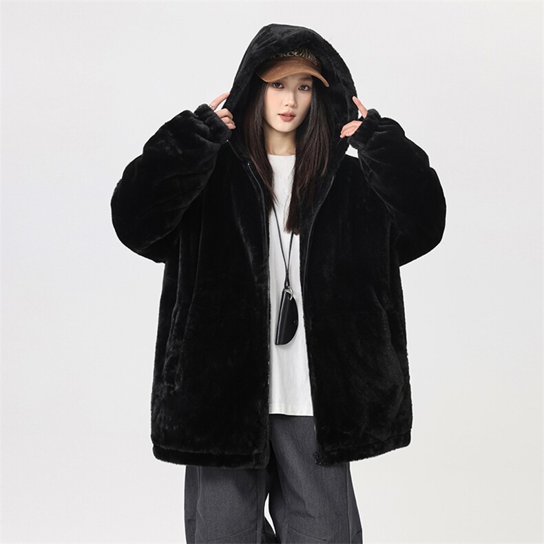 冬季新款仿兔毛连帽外套冬季棉服休闲情侣外套D2661-TP70138,男装棉衣,电商A102