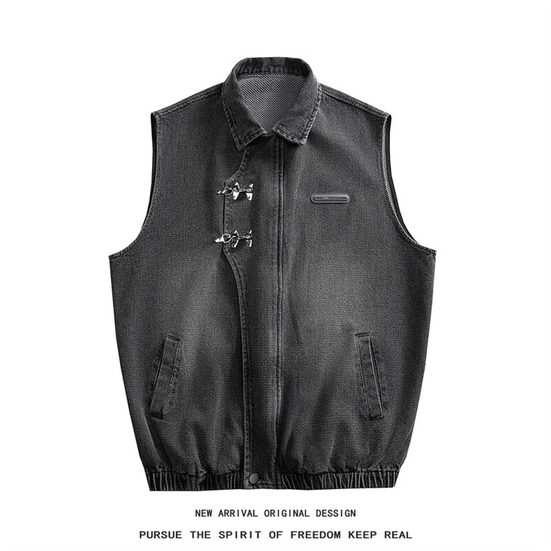 MJ150/P60高品质星空纹飞机扣新中式风牛仔马甲潮男无袖外套,男装背心/马甲,电商基地A050