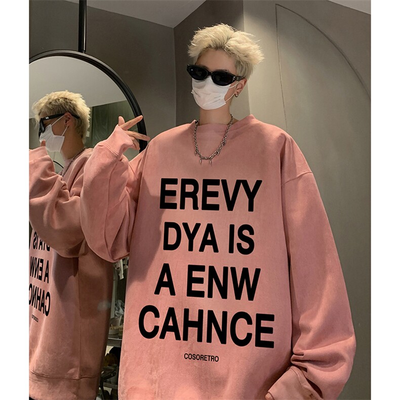 抖音得物供货提供视频秋冬重磅美式麂皮绒圆领卫衣JY337,男装卫衣,电商A486