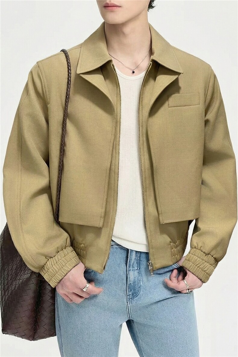 春款2026轻熟风抖音纯色休闲立领夹克店主风A236-JK665-P130,男装夹克,电商A236