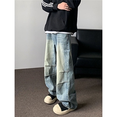 秋冬季美式高街牛仔裤男潮牌个性显高设计感休闲裤G6059/P55，男装休闲裤，电商D202-1