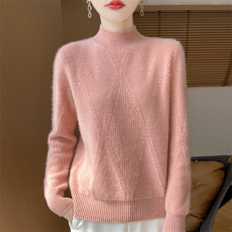 七针加厚一线大菱形镂空女士羊毛衫秋冬保暖图片