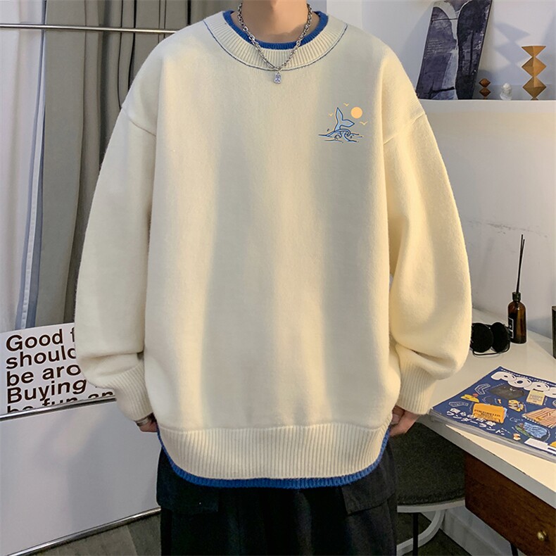 假两件毛衣男大码加绒针织衫男毛线衣M80364-P55加绒P70,男装针织衫/毛衣,电商A040