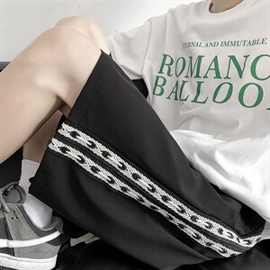 现货夏季织带拼接运动短裤宽松大码五分裤休闲裤男A071-DK18-P25，男装休闲裤，电商A071