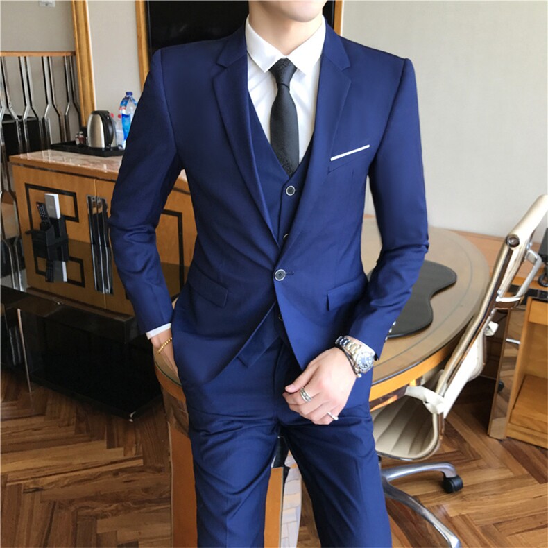 三件套西服套装男士西装商务休闲职业装上班面试修身新郎伴郎结婚图片