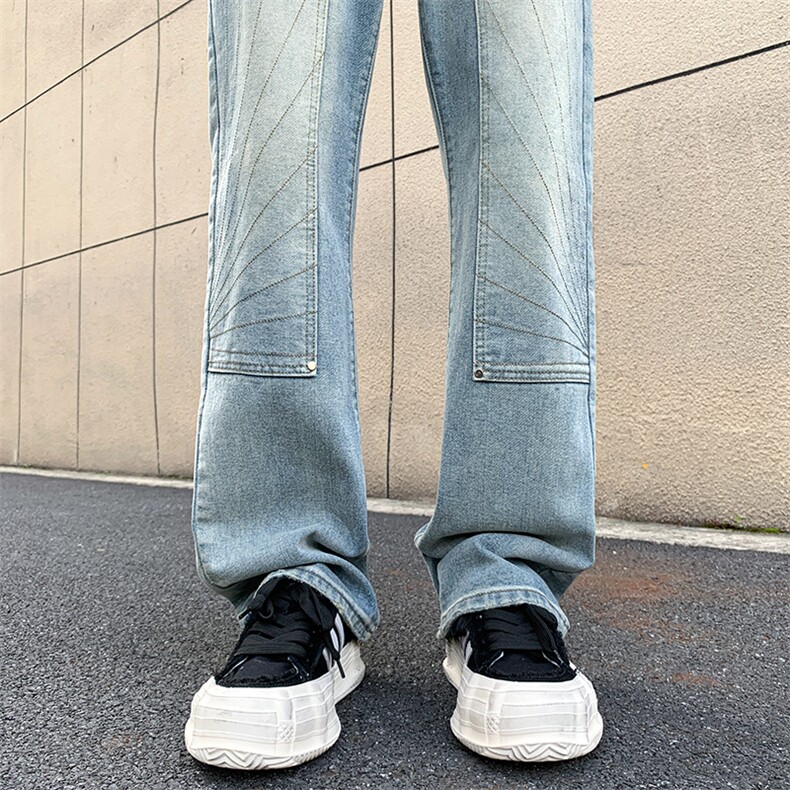 B221美式ins高街暗黑小众铆钉伐木裤牛仔裤LK23145-P65控88,男装牛仔裤,电商B221