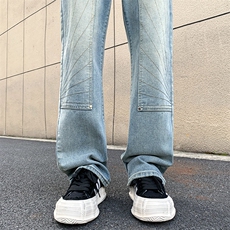 B221美式ins高街暗黑小众铆钉伐木裤牛仔裤LK23145-P65控88，男装牛仔裤，电商B221