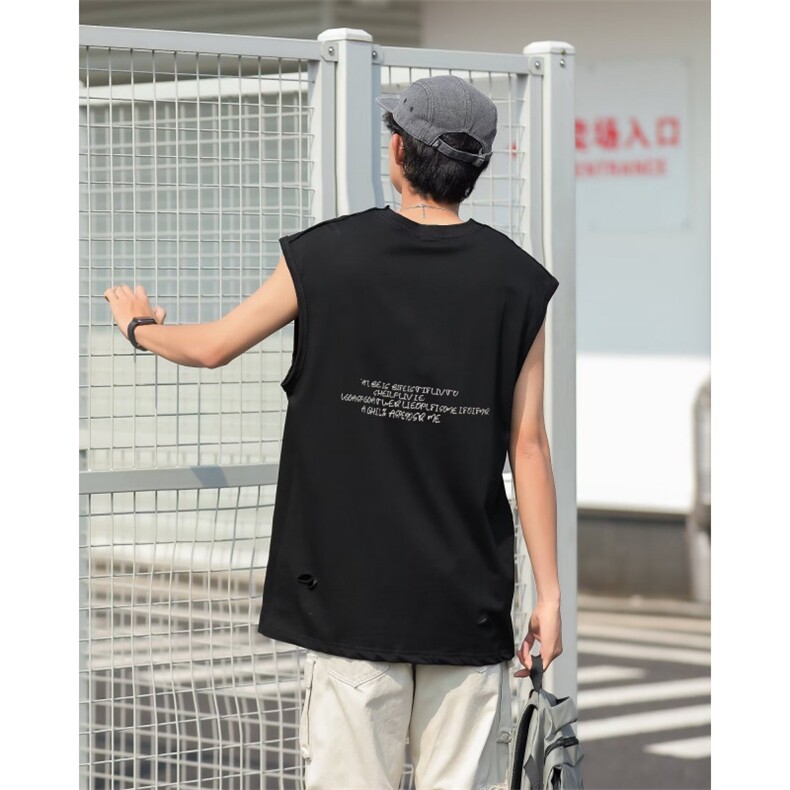 夏季纯棉背心男外穿潮流百搭纯色无袖T恤RT37P32,男装背心/马甲,星座1116-2