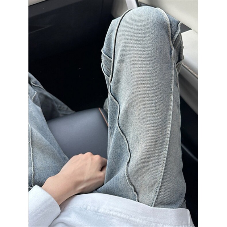 浅色牛仔裤男款春夏复古直筒宽松阔腿裤松紧腰裤子ND800,男装牛仔裤,星座1116A（原606A-3）
