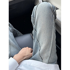浅色牛仔裤男款春夏复古直筒宽松阔腿裤松紧腰裤子ND800，男装牛仔裤，星座1116A（原606A-3）