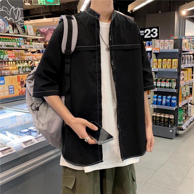 短袖衬衫春款男港风潮流C23P32,男装衬衫,星座1116-2