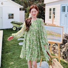 【大货已出】佛手绿碎花连衣裙2C137-8212-P125-K178，女装连衣裙，2C137