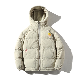【】A003-HY8010-P125冬装新款笑脸印花连帽棉衣 港风平铺1图片