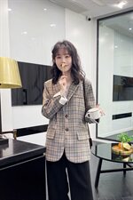 【现货】2021春秋装新款英伦风格子西装166-XZ03P95控158，女装西装，茜茜公主