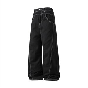 xz116-k16025-P35- 图 现货黑色拼接弯刀现货牛仔裤，男装牛仔裤，星座116