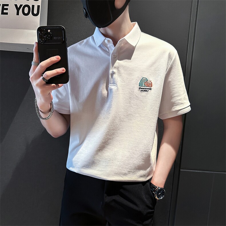 2024夏季新款时尚南瓜刺绣短袖男士翻领POLO衫PL52-P58,男装Polo衫,电商A368