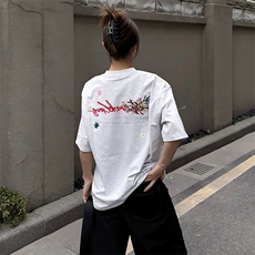 万针全刺绣工艺抖音得物高品质260克重磅纯棉双纱美式高街短袖T恤，男装T恤，电商A486