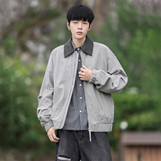 得物二开翻领百搭时尚灯芯绒简单复古工装夹克外套男JK1356-P85，男装夹克，星座1103-3