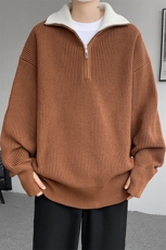 8XL-M立领半拉链毛衣男大码慵懒风宽松日系针织衫外套MY19002P78，男装针织衫/毛衣，电商B312