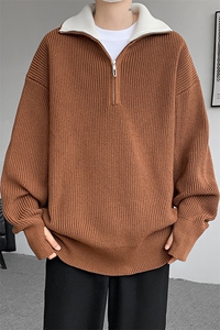 8XL-M立领半拉链毛衣男大码慵懒风宽松日系针织衫外套MY19002P78图片