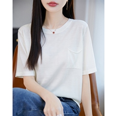 夏季天丝亚麻圆领短袖针织T恤打底衫女宽松显瘦韩版薄内搭简约潮，女装T恤，东远绒业
