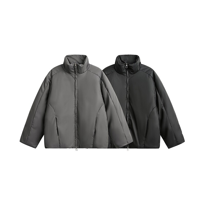 2025冬款PU皮立领双开拉链羽绒服-5622-348图片