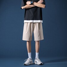 裤子男夏季直筒休闲裤港风宽松五分潮裤DK516特批15(控价29.9),男装休闲裤,星座718-1