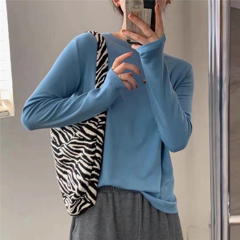 2021春季～现货打底高弹力长袖T恤，女装T恤，LMNC