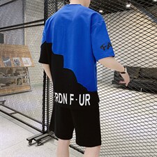 2024夏季潮流时尚T恤男装青少年宽松休闲ins圆领套装F48P58，男装休闲套装，电商A086